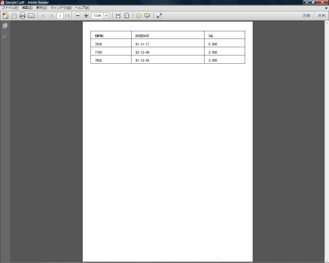 Sample7.javaで実行後のpdf