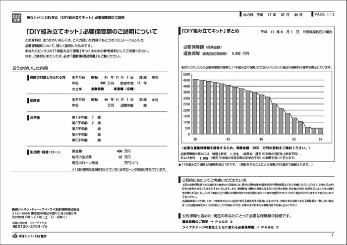 保障額ご説明PDF出力画面例