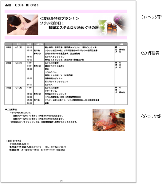 旅行日程表